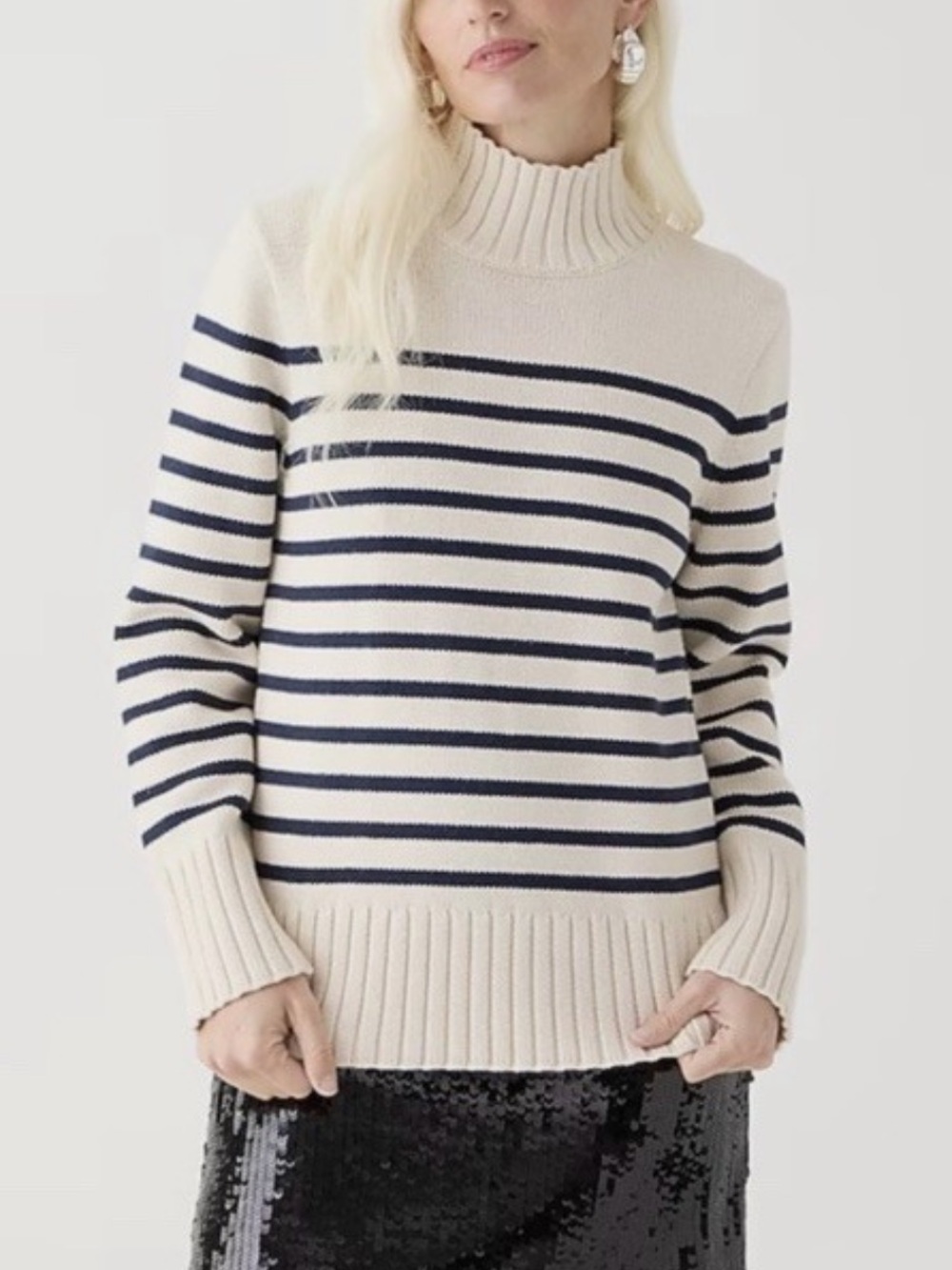 J. Crew Cotton Turtle Neck In Stripe